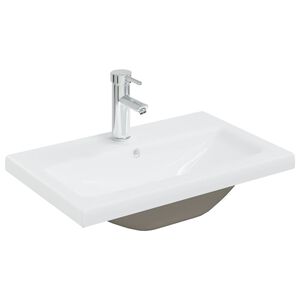 vidaXL Lavabo encastr&eacute; avec robinet 61x39x18 cm c&eacute;ramique blanc