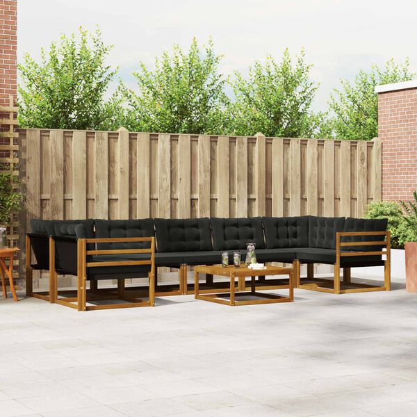 vidaXL Ensemble de canap&eacute;s d'ext&eacute;rieur 8 pcs Naturel et Noir