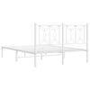 vidaXL Cadre de lit m&eacute;tal sans matelas et t&ecirc;te de lit blanc 140x190 cm