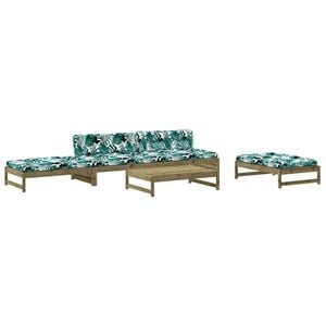 vidaXL Salon de jardin 5 pcs avec coussins bois de pin impr&eacute;gn&eacute;