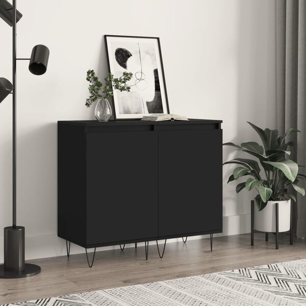 vidaXL Buffets 2 pcs noir 40x35x70 cm bois d&rsquo;ing&eacute;nierie