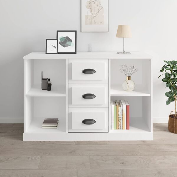 vidaXL Buffet blanc brillant 104,5x35,5x67,5 cm bois d'ingénierie
