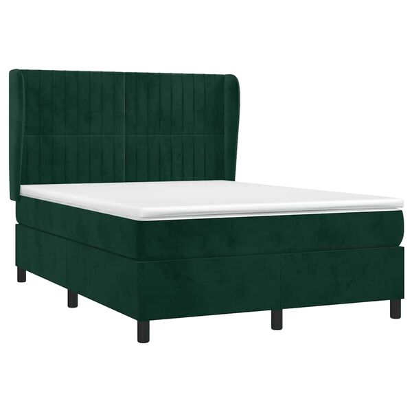 vidaXL Sommier &agrave; lattes de lit et matelas Vert fonc&eacute; 140x190cm Velours
