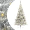 vidaXL Sapin de No&euml;l artificiel pr&eacute;-&eacute;clair&eacute; Argent 240 cm PET