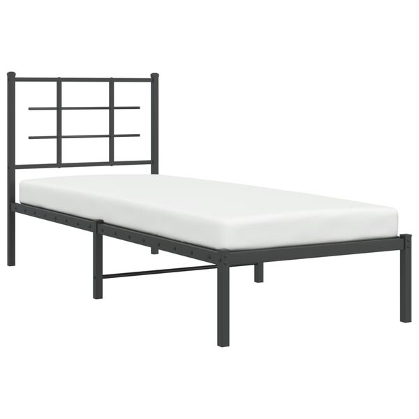 vidaXL Cadre de lit m&eacute;tal sans matelas avec t&ecirc;te de lit noir 75x190 cm