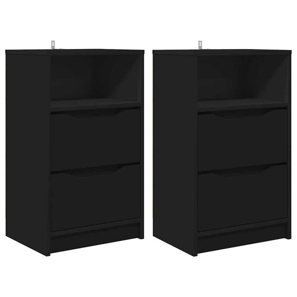 vidaXL Tables de chevet 2 pcs Noir 40 x 30 x 467 cm Bois d'ing&eacute;nierie