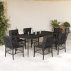 vidaXL Ensemble &agrave; manger de jardin coussins 7pcs Noir R&eacute;sine tress&eacute;e