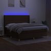 vidaXL Sommier &agrave; lattes de lit matelas et LED Marron fonc&eacute; 160x200 cm