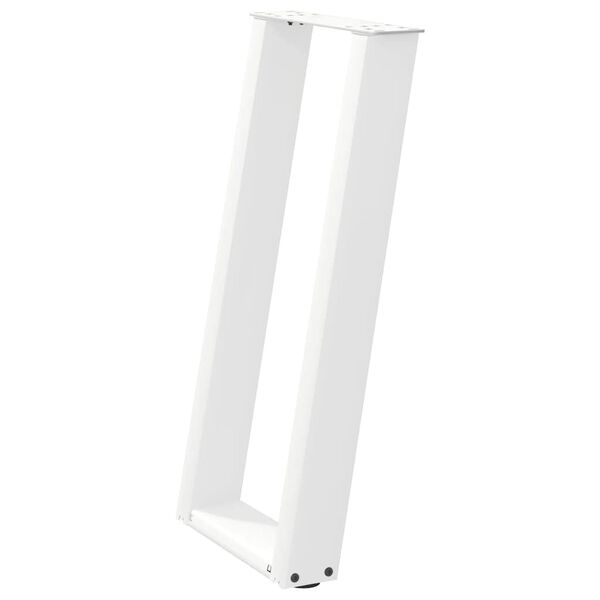 vidaXL Pieds de table console en U, 2 pi&egrave;ces, blanc, 28 x (72-73) cm, acier