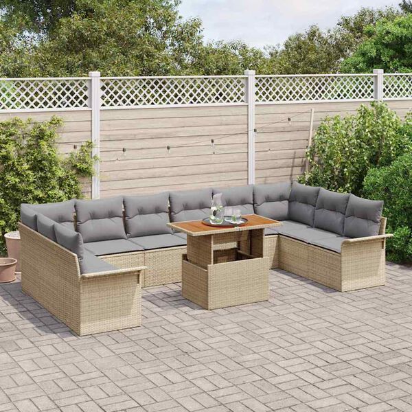 vidaXL Ensemble de canap&eacute; de jardin 11 pcs beige et gris clair