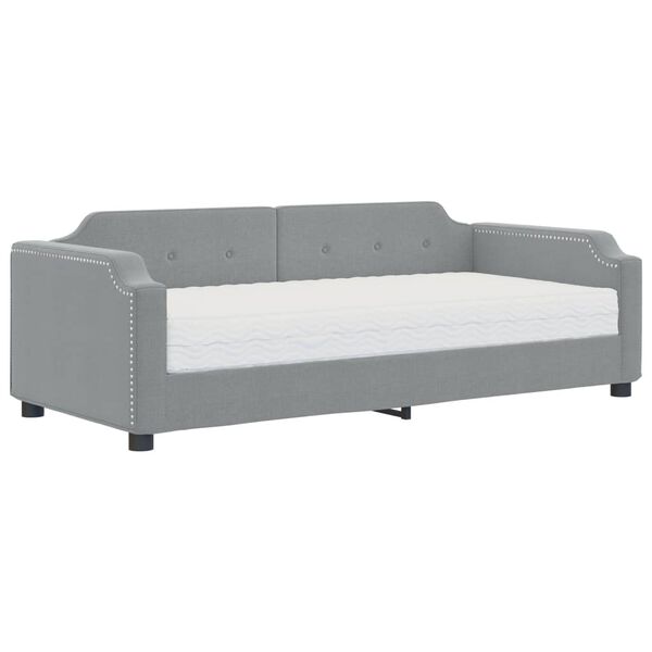 vidaXL Lit de jour avec matelas gris clair 90x200 cm tissu