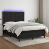 vidaXL Sommier &agrave; lattes de lit et matelas et LED Noir 140x190 cm Tissu