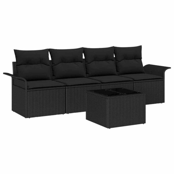 vidaXL Ensemble de Canap&eacute;s avec coussin 5 pcs Noir polyrotin