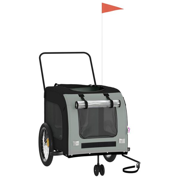 vidaXL Remorque de v&eacute;lo pour animaux de compagnie noir et gris