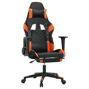 vidaXL Chaise de jeu avec repose-pied Noir et orange Similicuir