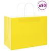 vidaXL Sacs en papier 50 pcs avec poign&eacute;es jaune 32x17x25 cm