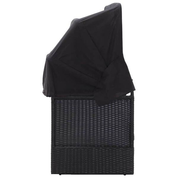 vidaXL Lit-canap&eacute; d'ext&eacute;rieur avec auvent R&eacute;sine tress&eacute;e Noir