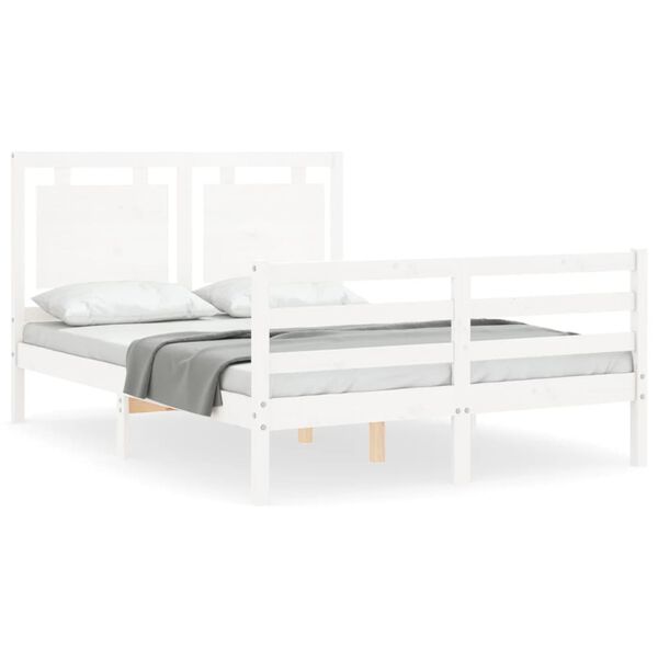 vidaXL Cadre de lit sans matelas blanc 140x190 cm bois massif
