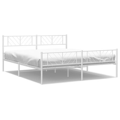 vidaXL Cadre de lit métal avec tête de lit/pied de lit blanc 200x200cm