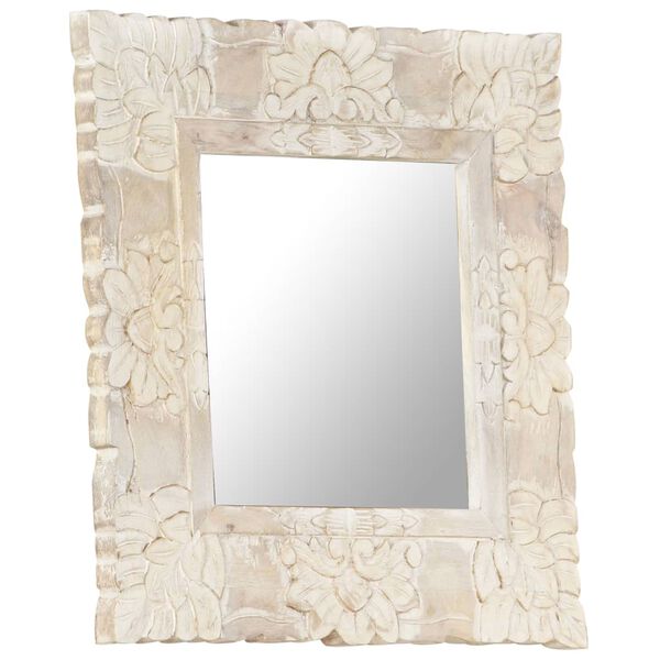 vidaXL Miroir Blanc 50x50 cm Bois de manguier massif