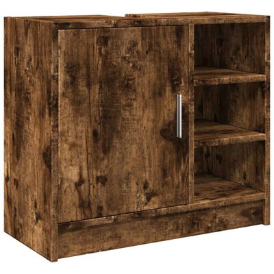 vidaXL Armoire de lavabo chêne fumé 63x29x55 cm bois d'ingénierie