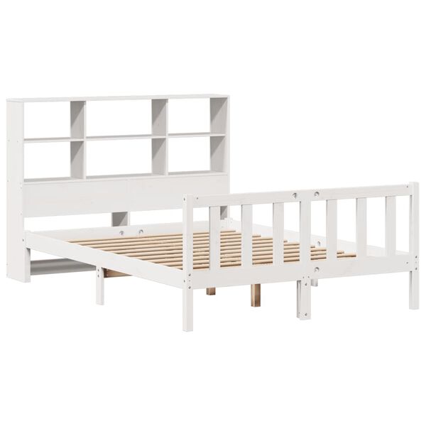 vidaXL Lit biblioth&egrave;que sans matelas blanc 120x200 cm bois pin massif