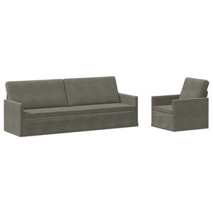 vidaXL Ensemble de Canap&eacute;s 2 pcs Gris clair Tissu en velours c&ocirc;tel&eacute;