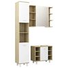 vidaXL Ensemble de meubles de bain 3pcs Blanc ch&ecirc;ne sonoma Agglom&eacute;r&eacute;