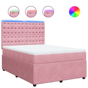vidaXL Sommier &agrave; lattes de lit avec matelas Rose 140x200 cm Velours