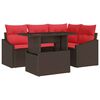 vidaXL Ensemble de canap&eacute; de jardin 5 pc Marron et rouge polyrotin