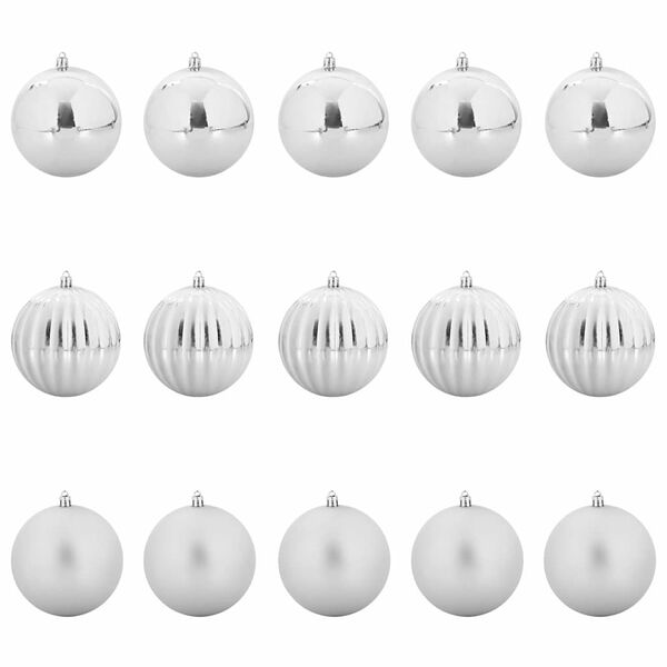 vidaXL Ensemble de Boules de No&euml;l XL 15 pcs Argent Plastique