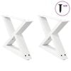 vidaXL Pieds de table basse 2 pi&egrave;ces Blanc 60 x (30-31,3) cm Acier