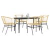 vidaXL Ensemble &agrave; manger jardin 5pcs marron poly rotin verre