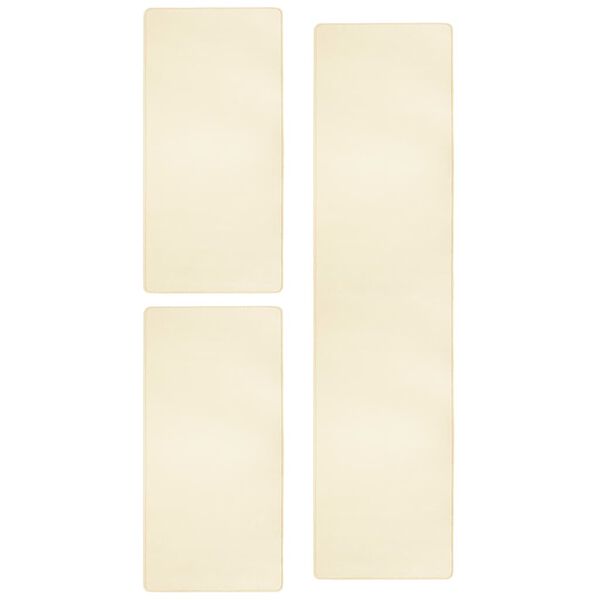 vidaXL Tapis de lit Shaggy Poils longs 3 pcs Cr&egrave;me