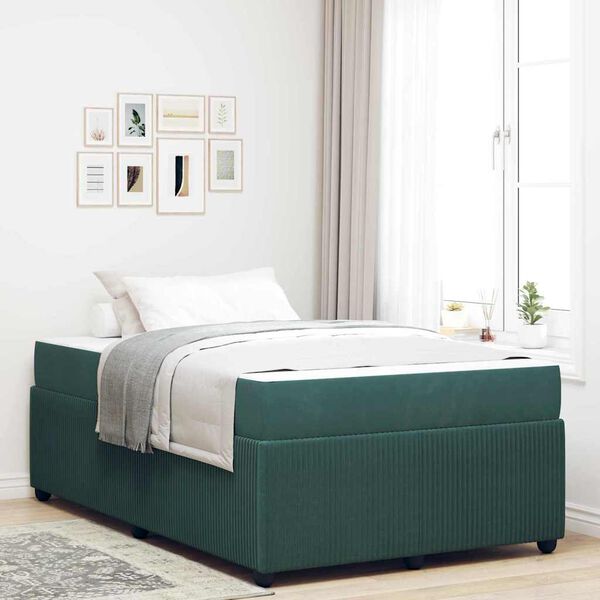 vidaXL Cadre de lit avec matelas Vert fonc&eacute; 120 x 190 cm tissu
