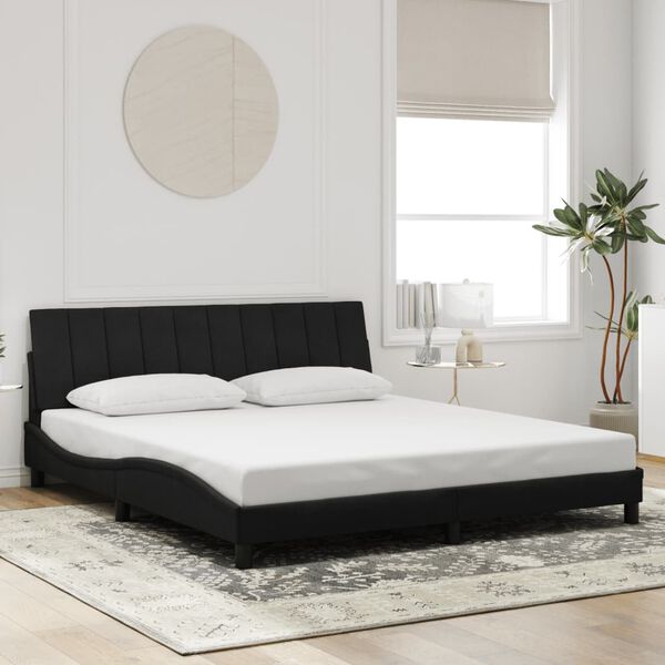 vidaXL Cadre de lit avec LED sans matelas Hanko noir 180x200 cm velours