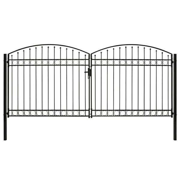 vidaXL Portillon double porte avec dessus arqu&eacute; Acier 400x200 cm Noir