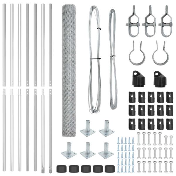 vidaXL Poteau de cl&ocirc;ture. Argent&eacute; 10 x 1,6 m (maillage de 25 mm) Acier