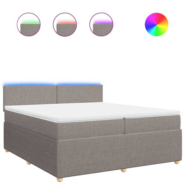 vidaXL Sommier &agrave; lattes de lit avec matelas Taupe 200x200 cm Tissu