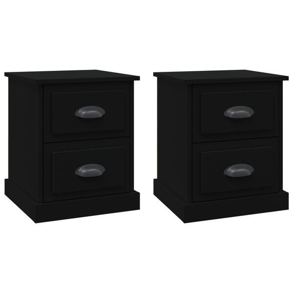 vidaXL Tables de chevet 2 pcs noir 39x39x47,5 cm bois d'ing&eacute;nierie
