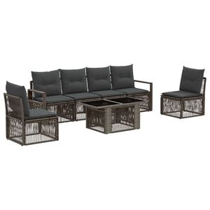 vidaXL Ensemble de canap&eacute; de jardin 7 pc Gris et Gris fonc&eacute; polyrotin