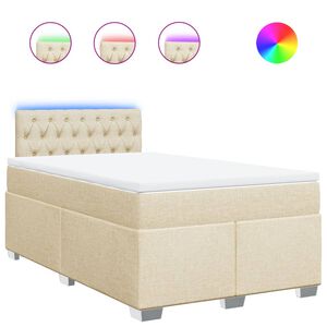 vidaXL Sommier &agrave; lattes de lit avec matelas Cr&egrave;me 120x200 cm Tissu