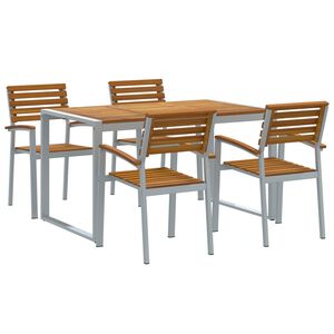 vidaXL Ensemble de salle à manger pour jardin 5 pcs Gris et marron