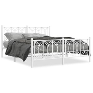 vidaXL Cadre de lit m&eacute;tal sans matelas et pied de lit blanc 160x200 cm
