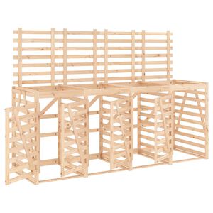 vidaXL Abri de poubelles quadruple sur roulettes bois massif pin