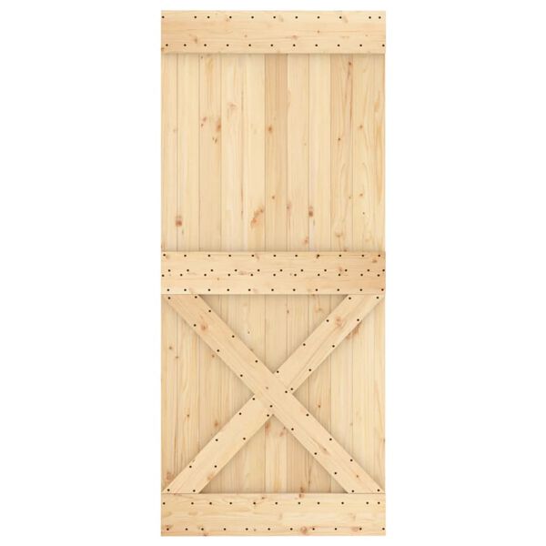 vidaXL Porte coulissante et kit de quincaillerie 90x210 cm pin massif