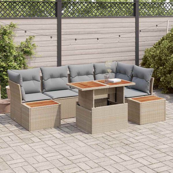 vidaXL Ensemble de canap&eacute; de jardin 10 pcs Beige Poly rotin