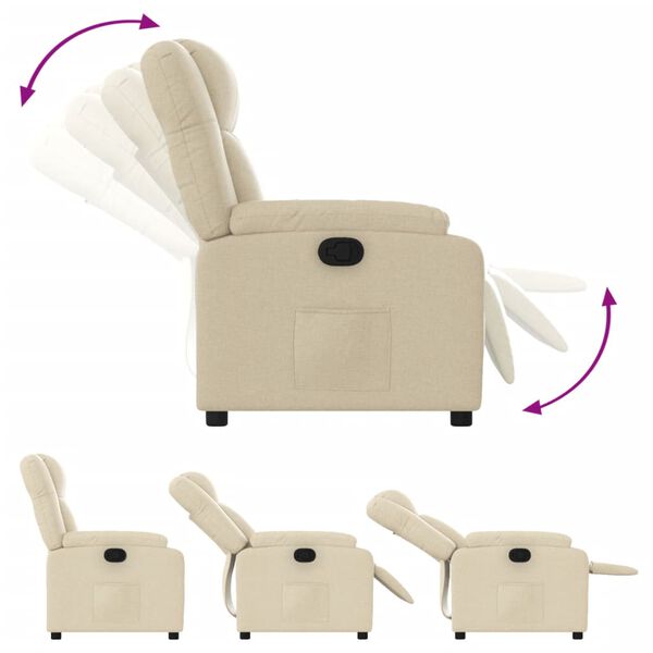 vidaXL Fauteuil inclinable Cr&egrave;me Tissu