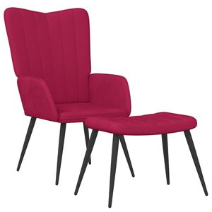 vidaXL Chaise de relaxation avec tabouret Rouge bordeaux Velours