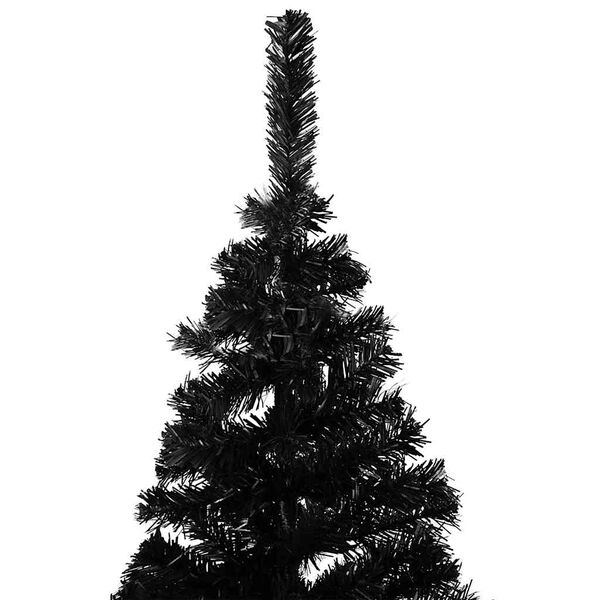 vidaXL Arbre de No&euml;l artificiel pr&eacute;-&eacute;clair&eacute; et boules noir 180 cm PVC